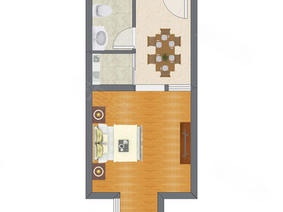 1室1厅 48.20平米户型图