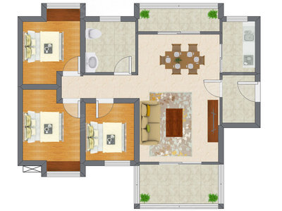 3室2厅 89.50平米户型图