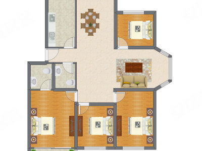 4室2厅 144.74平米户型图