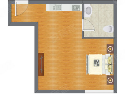 1室0厅 61.91平米户型图