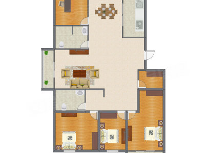3室1厅 160.83平米