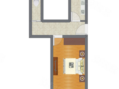 1室0厅 28.94平米户型图