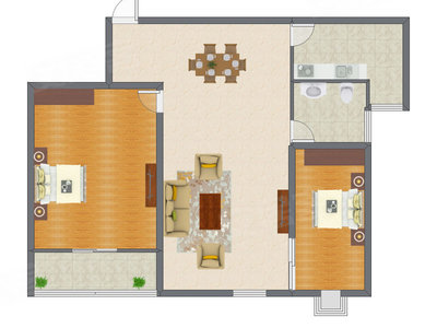 2室2厅 114.00平米户型图