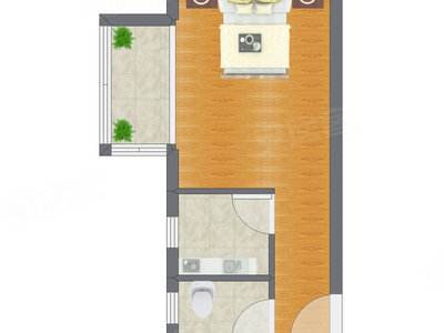 1室0厅 40.72平米户型图