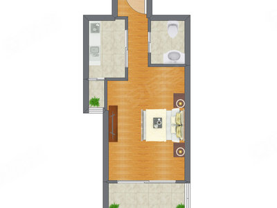 1室0厅 30.76平米户型图