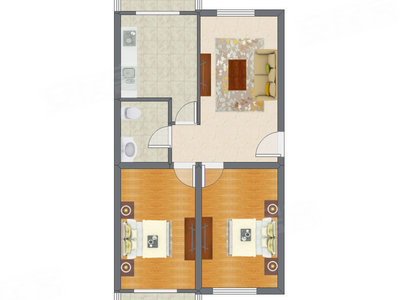 2室1厅 90.95平米户型图