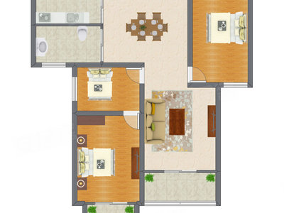 3室2厅 83.38平米