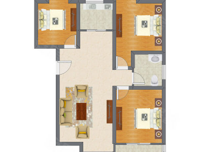 3室1厅 82.55平米