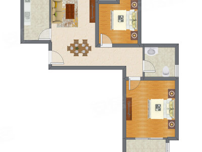 2室2厅 71.00平米户型图