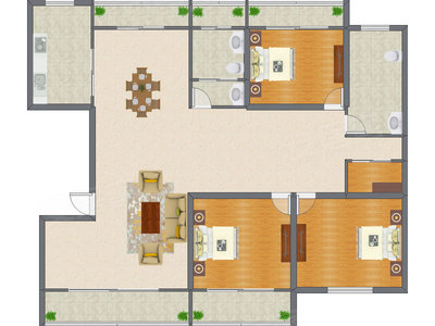 3室2厅 180.00平米