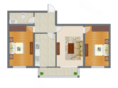 2室1厅 98.89平米户型图