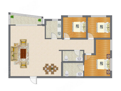 3室2厅 175.76平米
