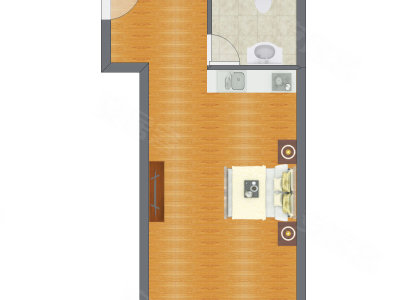 1室0厅 34.18平米户型图