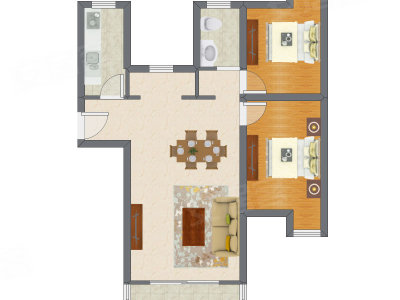 2室2厅 98.70平米