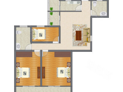 3室2厅 142.50平米户型图
