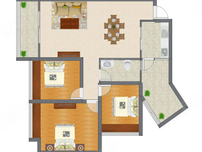 3室2厅 98.61平米
