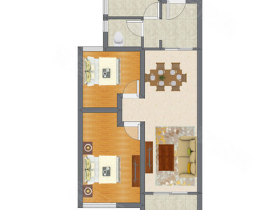 2室2厅 83.86平米户型图