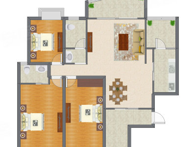 3室2厅 134.13平米