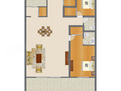 2室2厅 195.90平米户型图