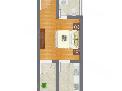 1室1厅 19.76平米户型图