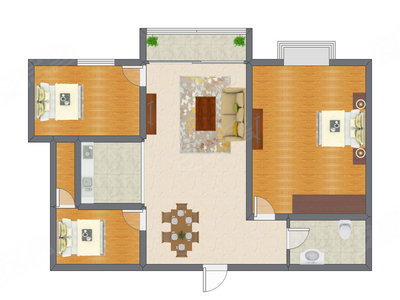 3室2厅 88.80平米户型图