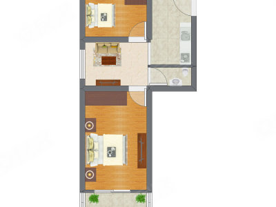 2室1厅 32.45平米户型图