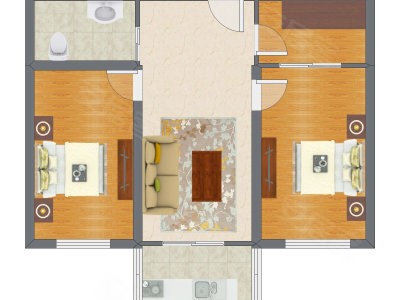 2室1厅 81.00平米户型图