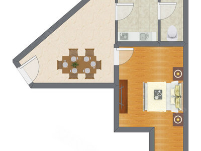 1室1厅 48.27平米户型图
