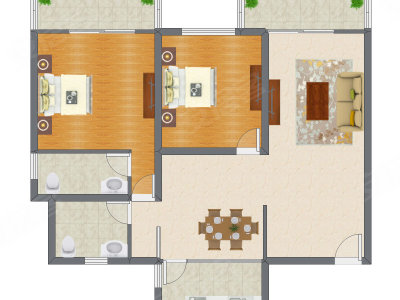 2室2厅 130.18平米