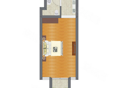 1室0厅 22.86平米户型图