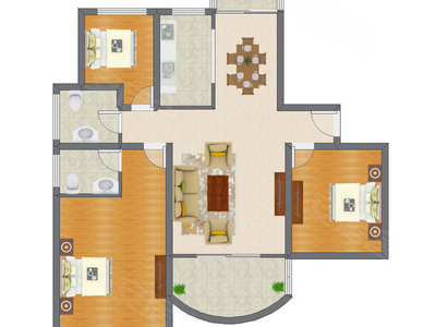 3室2厅 151.40平米