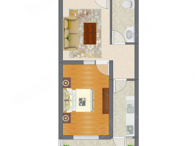 1室1厅 59.54平米户型图