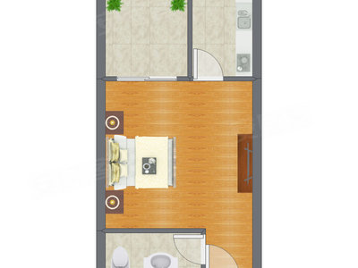 1室0厅 30.00平米户型图