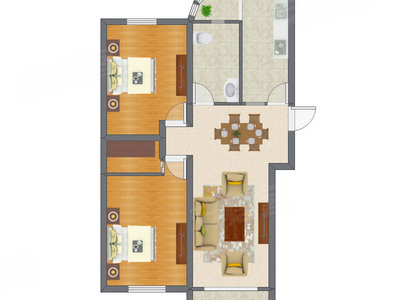 2室2厅 105.79平米户型图