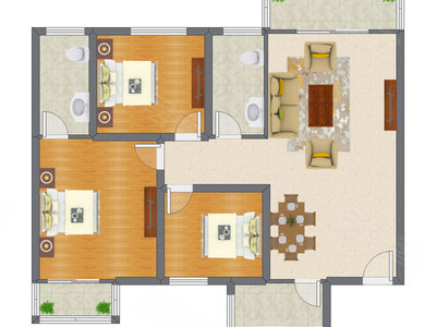 3室2厅 121.98平米
