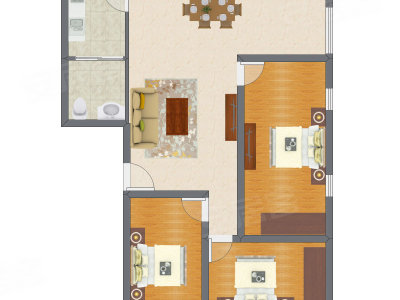 3室1厅 95.00平米