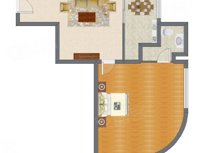 1室1厅 82.90平米户型图