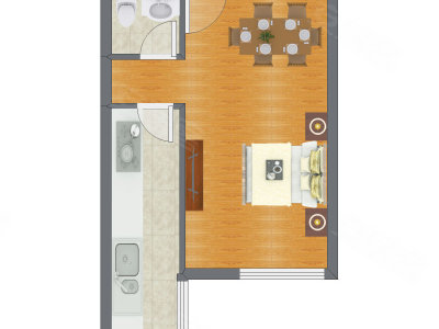1室0厅 42.82平米户型图