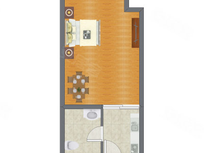 1室0厅 58.10平米户型图