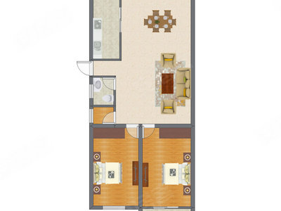 2室2厅 109.90平米户型图