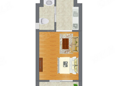 1室1厅 15.86平米户型图