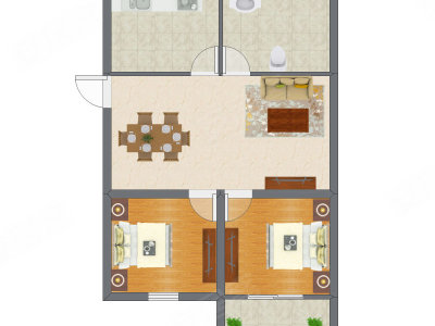 2室2厅 80.44平米