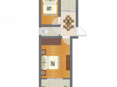 2室1厅 45.55平米