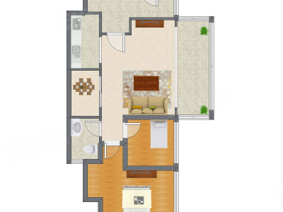 2室2厅 85.17平米户型图