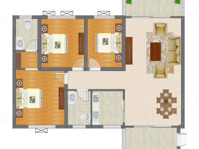 3室2厅 123.96平米
