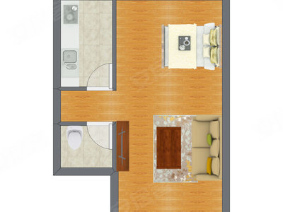 1室0厅 29.43平米户型图