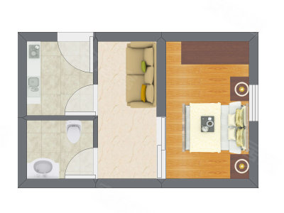 1室1厅 19.02平米户型图