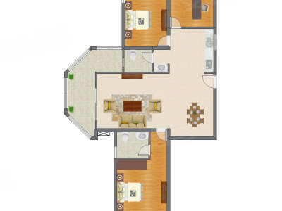 3室2厅 103.77平米户型图