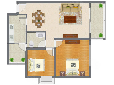 2室2厅 80.45平米户型图