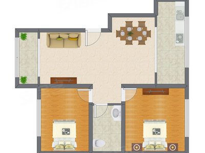 2室2厅 84.72平米